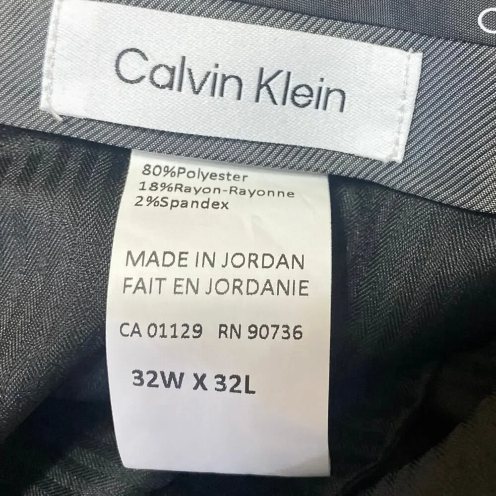Calvin Klein Men's Brown Pleated Straight Leg Trousers Dress Pants Size 32x33